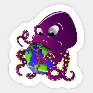 Eat the World - funny octopus Design Sticker